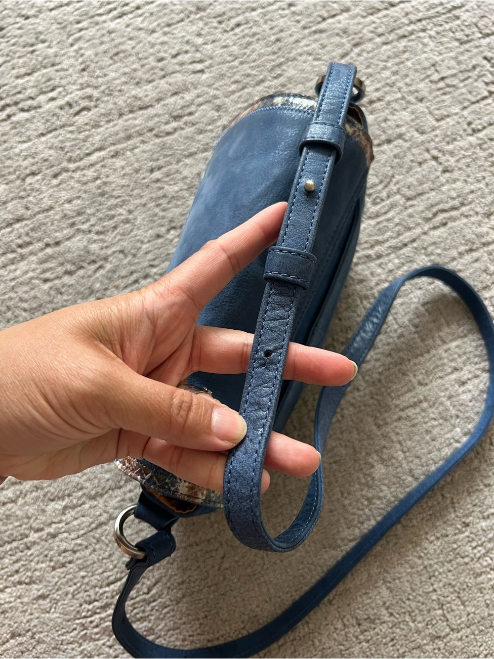 HOBO Blue Shiny Leather Crossbody Bag - Picture 8 of 16